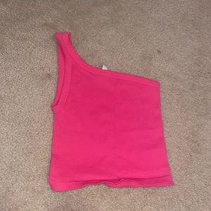 hot pink one shoulder tank